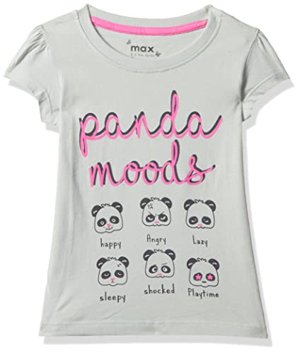 Image of Max Girls Pure Cotton Typographic Printed Knit Regular Fit T-Shirt