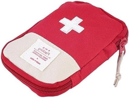 Mini kit de primeros auxilios portátil rojo, para campamento al aire libre, supervivencia familiar, kit de primeros auxilios con patrón de cruz, kit