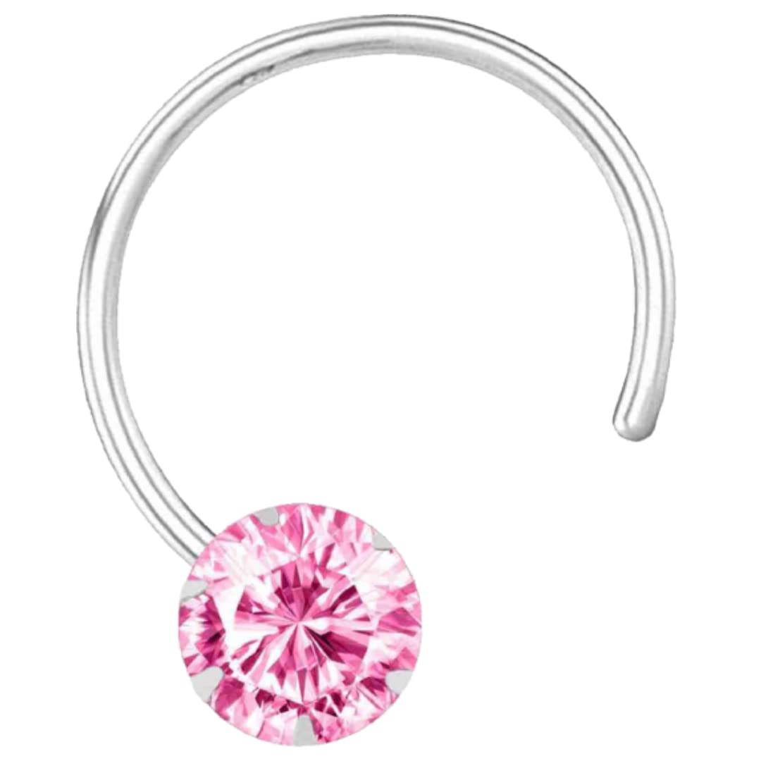 JSAJ Pink zircon Stone Wire Nose Pin in Pure 92.5 Sterling Silver For Girls Women (B08VJGTQ28) Amazon Price History, Amazon Price Tracker