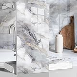 10pcs 23.6'x11.8' Marble Peel and Stick Waterproof Wall Panels - Heat-Resistant Backsplash Tile, PVC Wall Panels for Kitchen,Bathrooms,Living Rooms, Bedrooms, TV Walls,Colorful (19.4 Sq. Ft.)