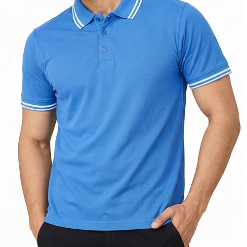 Image of Hangout Hub Hybrid Men's Polycotton Polo T-Shirt | Solid Finish | 260 GSM Premium Fabric | Half Sleeve Collared Neck | Regular Fit | Casual & Office Wear | Set of 1, 2 & 3