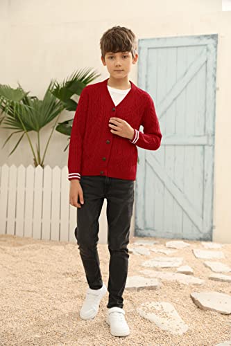 Boys' Cardigan V-Neck Knit Sweater Cute Fall Button Up School Uniform 5-14 Years For Girls Red #TOP1