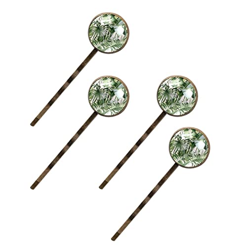 Épingles à cheveux feuille de bananier aux finitions émaillées blanc et vert