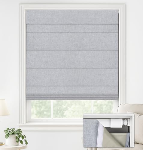 LazBlinds No Drill Roman Shades for Windows, Cordless Blackout Window
