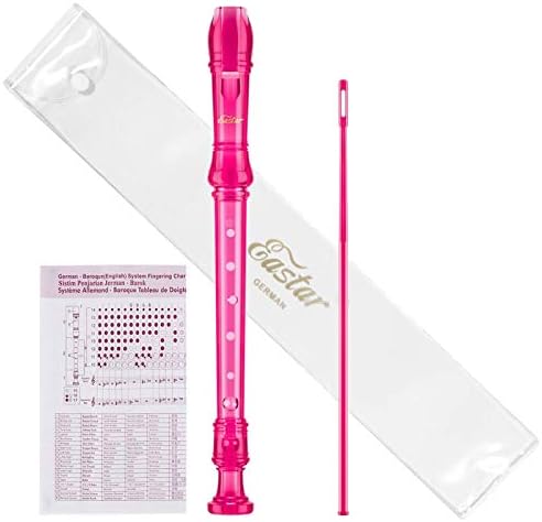 Eastar Soprano Recorder Instrument for Kids Students Beginners, German fingering C Key Recorder Instrument 3 Piece with Cleaning Kit, Storage Bag, Fingering Chart, ERS-1GP, Pink, School-Approved