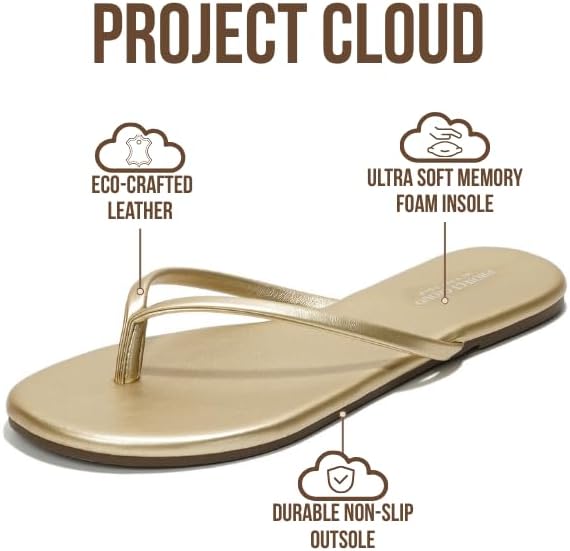 Project Cloud Flip Flops for Women Footwear- Lightweight and Memory Foam Insole Sandals for Women 2026 - Durable Non-Slip Beach Essentials Flats for Women Sandals (Foundations) - Image 3