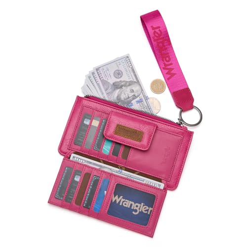 Image of Montana West X Wrangler Wallet for Women Ladies Female Card Cases & Money Organizers Wristlet with Wallet Large Clutch with Coin Purse Smooth Zipper and Rfid Lining