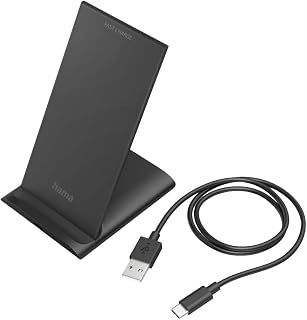 Hama Kabelloses Ladegerät QI-FC10S (Schnellladegerät, 10 W, Qi-Technologie, USB-C-Ladekabel), Schwarz