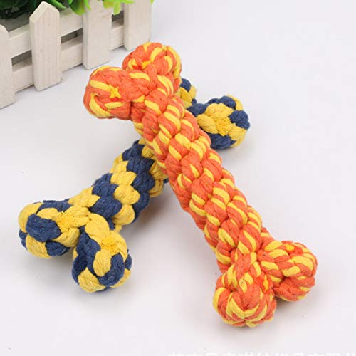 Hesuilong Dog Rope Toy - Bone Pet Teeth Cleaning Toy, 2 Pieces, Handmade Gift for Puppies, multicolour