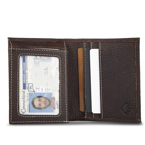WOLVERINE Mens Marquette L-Fold Bifold Wallet | RFID Protection | ID Wondow | Card Slots | Bill Pocket | Slip Pocket | Durable | Pebbled Leather - Brown3