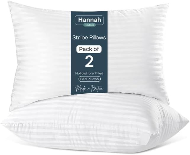 2 Pack Hotel Quality Stripe Pillows Bounce To Back Extra Soft Filling Pillows for Side, Stomach and Back Sleeper, Body and Standard Size