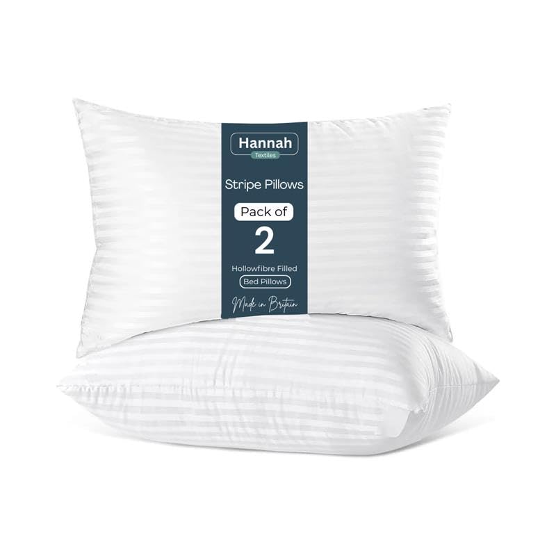 2 Pack Hotel Quality Stripe Pillows Bounce To Back Extra Soft Filling Pillows for Side, Stomach and Back Sleeper, Body and Standard Size