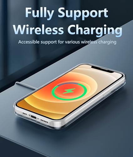 Image of FNTCASE for iPhone 12 Case Clear: iPhone 12 Pro Case Magnetic Phone Cases Compatible with Magsafe Slim Anti Yellowing Rugged Protective Transparent Cell Phone Cover (D-Sapphire Blue)