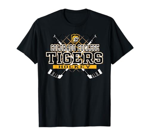 Elite Authentics Colorado College Tigers Hockey Sticks Officially Licensed T-Shirt, Small, Black
