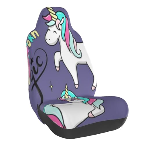 車のシートカバーは取り付けとお手入れが簡単で、ほとんどのシート、車、SUV、トラック、バンなどにフィットします。(カラフルな魔法のユニコーンの誕生日、妖精のサングラス、動物、子供用、かわいい色)