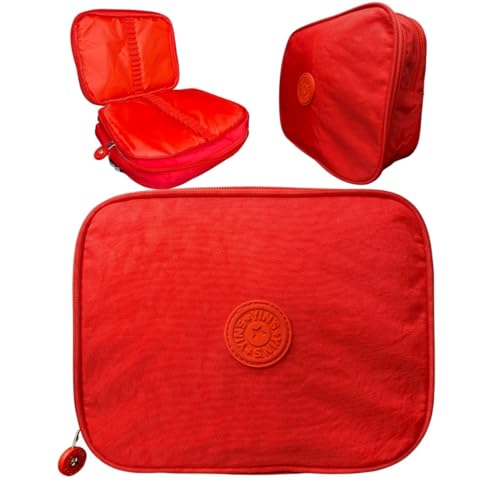 Estojo Escolar Pintura Grande Box Organizador Duas Divisórias (Vermelho)