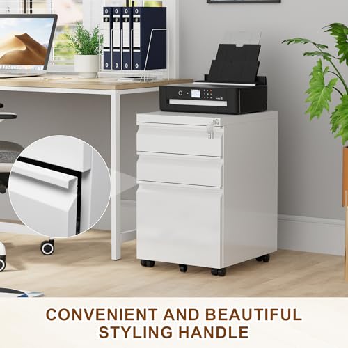 LVSTEEL Archivador Móvil con Cerradura, Cajonera, 3 Cajones, Ruedas Silenciosas, con 4 Llaves, Archivador Dbajo del Escritorio para Oficina, Completamente Ensamblado, Adecuado para A4 / Carta - imagen 4