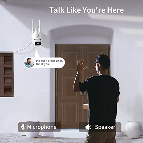3K 5Mp Security Camera Outdoor – Work With Alexa, Google Home, Ultra Clear, Ai & Audio Motion Detection Siren, 360° View Auto Tracking, 2-Way Talk, Ptz Color Night Vision, Outside 2.4G Wifi Spotlight #TOP6