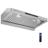 COSTWAY 30 Inch Under Cabinet Range Hood with Oil Collector, 900 CFM Stainless Steel Kitchen Vent Hood w/4 Fan Speeds, Touch/Gesture/Remote Control, Timer, LED Lights & Dishwasher-Safe Baffles Filters