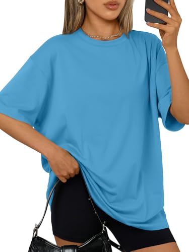 Image of Trendy Queen Womens Oversized T-Shirts Short Sleeves Workout Tops | Casual Summer Gym Tees Plus Size Fashion Clothes 2026