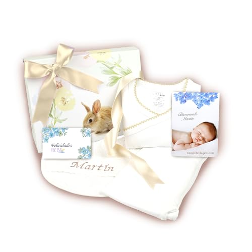 Regalo Bebe Recien Nacido Niño PERSONALIZADO - Regalo Bebe Recien Nacido Niña - Regalo Bebe - Canastilla Bebe Recien Nacido - Cosas Para Bebes Recien Nacidos - Cesta Bebe - Baby Shower Niña (BEIGE)