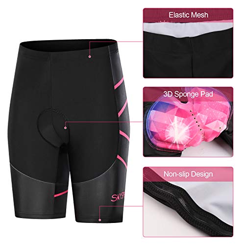 Foto von SKYSPER Damen Radtrikot Set Kurzarm Fahrradbekleidung mit Sitzpolster Fahrradtrikot Schnelltrocknend und elastische atmungsaktive hoher Dichte für Radsport