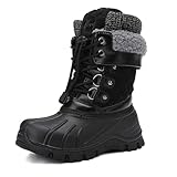 EQW Kids Waterproof Snow Boots for Girls & Boys Winter Insulated Warm Fur Lined Non-Slip Ankle Shoes