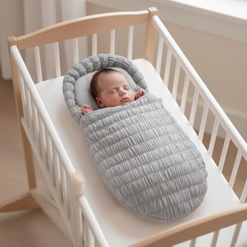 Image of StarAndDaisy Baby Sleeping Bag for Newborn Boy & Girl /Baby Bedding Set for New Born /Premium Cotton and Comfortable for 0-12 Months /Foldable & Washable Cotton Design -Grey