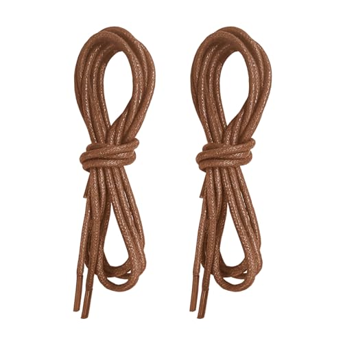 2 Pairs 90cm/35.4' Waxed Oxford Shoelaces, 2.5mm Round Replacement Laces for Formal Shoes, Brown