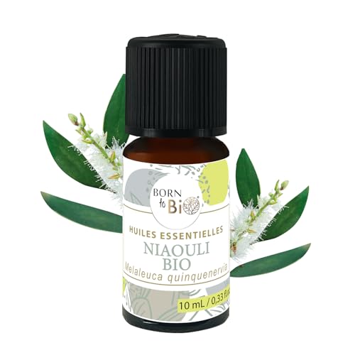 BORN TO BIO Huile Essentielle de Niaouli Bio - 100% Pure & Naturelle - Énergisante et Protectrice en Hiver - Décongestionne et Purifie l’Air - 10ml