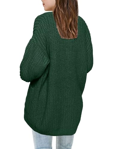 Image of XuBa Girls Cardigan with Pockets Open Front Striped Color Block Knitted Soft Sweater Coat