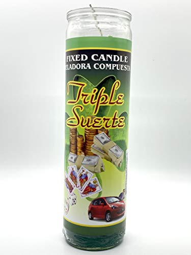 Triple Suerte 7 Day Green Glass Candle