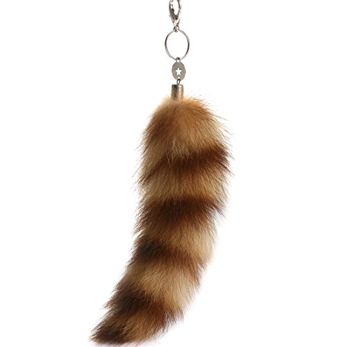 URSUFR 11'' Queue De Raton Pendentif/Accessoire De Sac à Main Porte-Clés Fourrure Pour Décoré Sac Marron