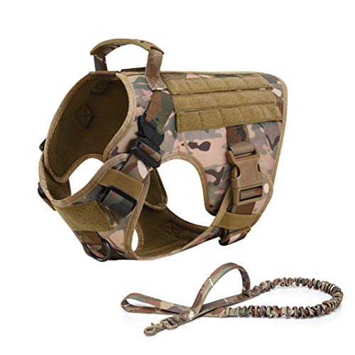 RubRab Tactical Dog Harness Vest with Handle Military Working Training Molle Vest with Metal Buckles...