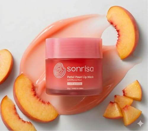 Image of Sonrisa K-Beauty Petal Pout Lip Mask (20g) | Korean Skin Care Overnight Treatment for Dry Chapped Lips | Peach Blossom Extract | Deep Nourishing Lip Balm | Non-Sticky Barrier