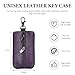 FSTURIOS Genuine Leather Key Case, Unisex Car Key Holder Wallet with Key Ring, Universal Zippered Key Pouch Keychain (Purple)