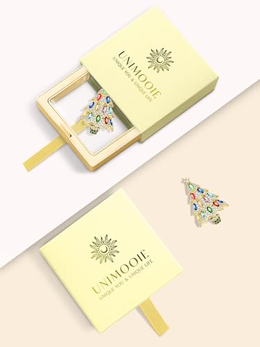 Unimooie Broche Noël pour Femme Design Festif avec Zirconia Coloré Étincelant Support Pot Doré et Pointe Étoile Élégante Épingle de Fête – vue 7