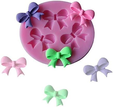 2 Pieces Mini Bow Silicone Fondant Molds bowknot Molds Handmade Ice Cream Soap Mould Crystal Cupcake Cake Topper Decor Desserts Ice Cube Candy Pudding
