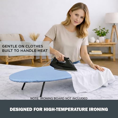 Image of Small Ironing Board Cover and Pad 12.5 inchx30 inch, Silicone Coated Scorch Resistant Pure Cotton, Small Iron Board Cover with Padding, Tabletop Mini Ironing Board Cover and Pad, Drawstring Blue
