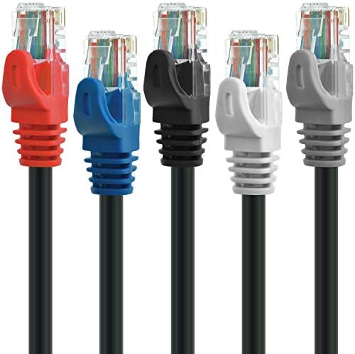 Mediabridge Ethernet Cable (5-Pack - 5 Feet) - Supports Cat6 / Cat5e / Cat5 Standards, 550MHz, 10Gbps - RJ45 Computer Networking Cord - Multi-Color - (Part# 31-699-05X5M)