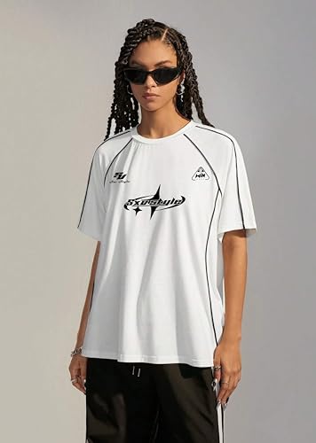 Image of SXV STYLE Printed Cool Aesthetic Racing Streetwear Oversized Baggy Cotton Y2K T-Shirt for Women