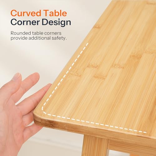 HOOBRO Bamboo Dining Table, Square Dining Table for 2, 27.6" Kitchen Table for Small Space, Writing Table, Easy to Assemble, for Dining Room, Living Room, Office, Kitchen, Natural YL70CZ01G1 - Image 7