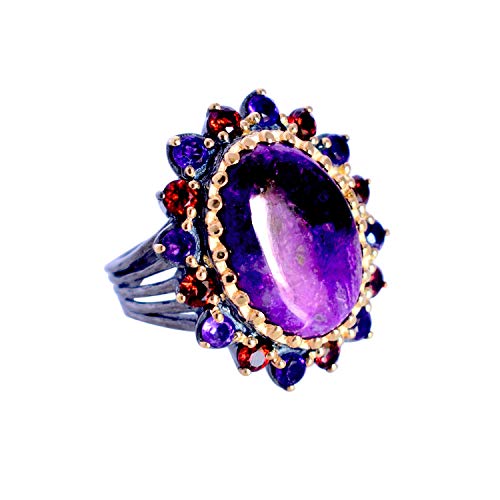 Cadeau précieux améthyste sugilite argent 925 mixte oval
