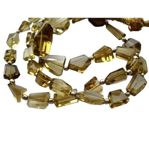 Perles en quartz de bière à facettes pour confectionner un collier de lithothérapie élégant