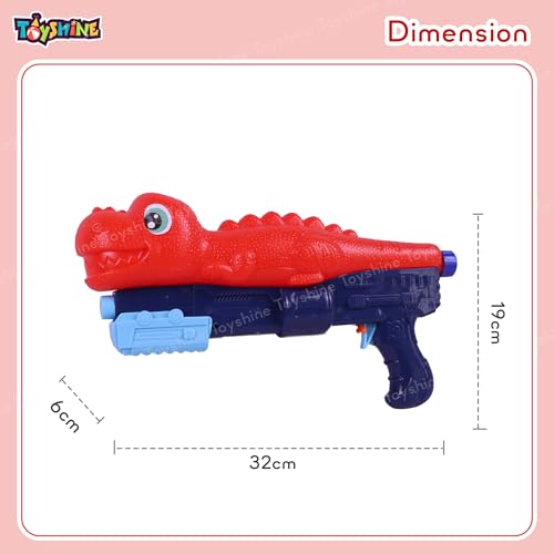 Image of Toyshine Dino Design 500cc Tank Capacity Upto 30ft Shooting Long Range High Air Pressure Spray Water Gun for Summer Swimming Pool Party Holi Water Toy Gun for Girls Boys Kids 3+, Red