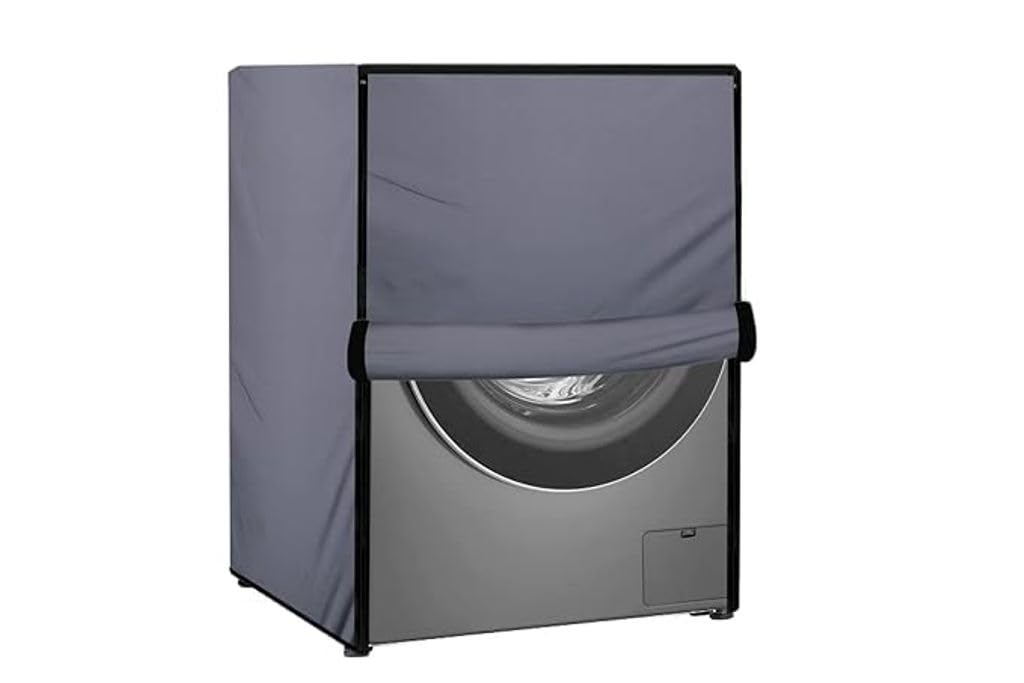 PVC Front Load Washing Machine Cover Suitable For Lg 6Kg, 6.5Kg, 7Kg, 7.5Kg, 8Kg, 9Kg, 10Kg, 11Kg, (66L X 61D X 84H), Waterproof & Dustproof Cover (Grey)