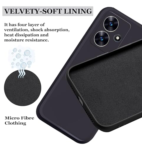 Image of A rtistque Liquid Silicone Back Cover Case for Infinix Hot 30i Shockproof TPU Soft Flexible with Camera Protection - Black