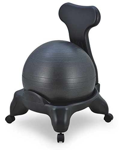 Sierra Comfort Black Plastic Balance Ball Chair with Backrest