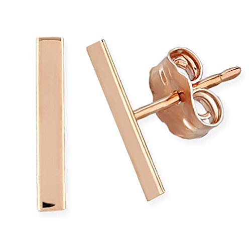 Real 14K Solid Gold Bar Earrings, Dainty Bar Stud Earrings, Gold Bar Line Studs, Hypoallergenic Real Gold Studs, Gold Earrings, Gold Bar Stud Earrings For Women Girls, #TOP2