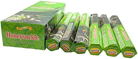 Govinda Incense - 120 Incense Sticks, Premium Incense, Masala Coated (Honeysuckle)